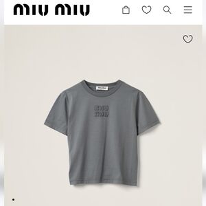 MIU MIU COTTON LOGO T SHIRT IN DARK GREY